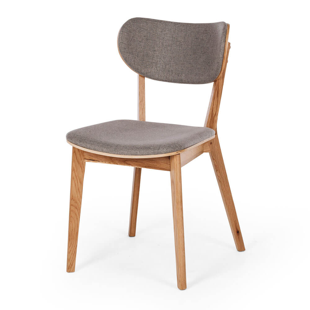 Arc oak dining chair light grey