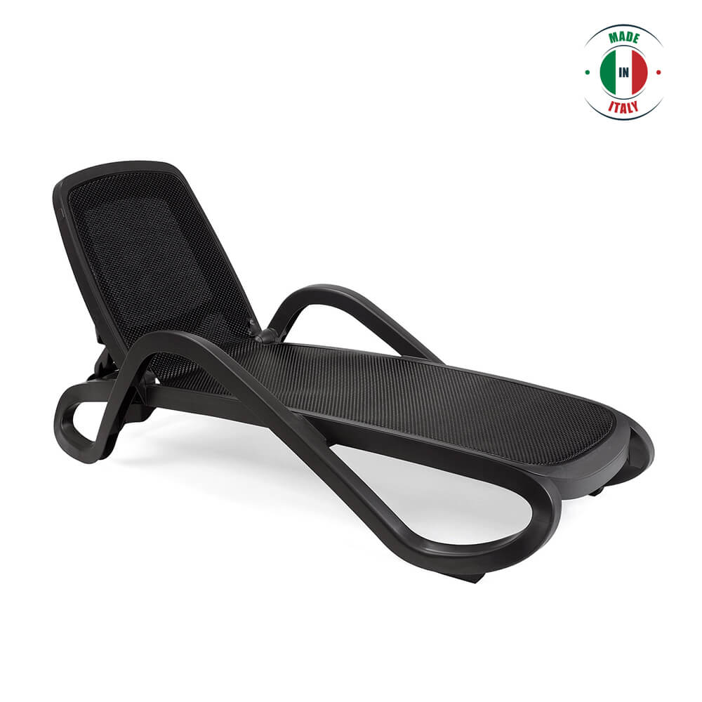 SUN LOUNGER CHARCOAL WITH ARMS