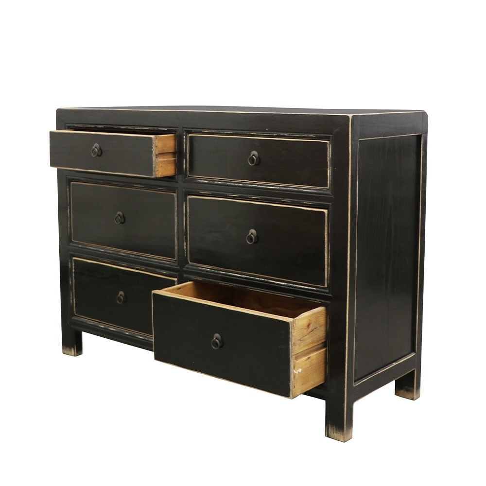 ORIENTED PAINTED DRESSR 6 DRAWER - VINTAGE BLACK - Image 3