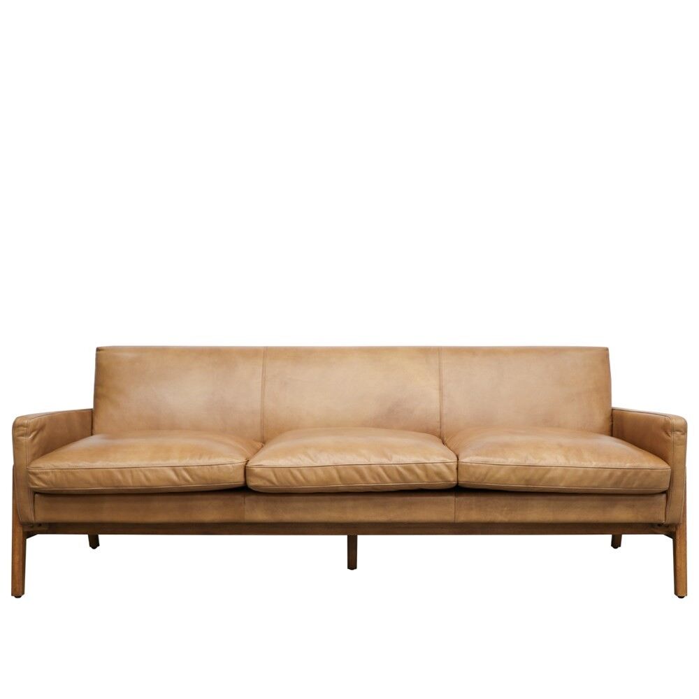 SAWYER 3 SEATER SOFA - TAN LEATHER