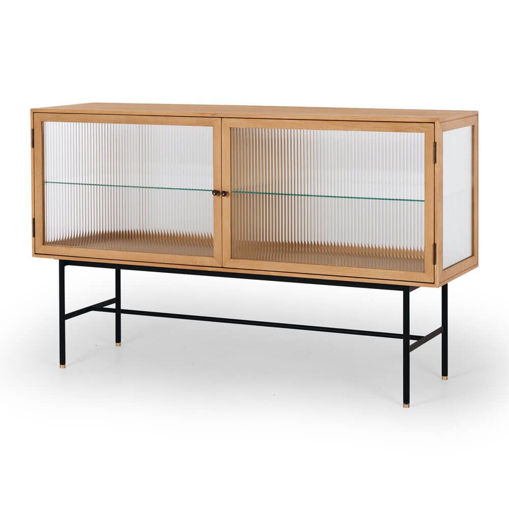 KOBE FLUTED GLASS SIDEBOARD NATURAL OAK - Image 2