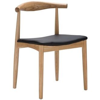 ELBOW DINING CHAIR NATURAL WITH BLACK SEAT ASH