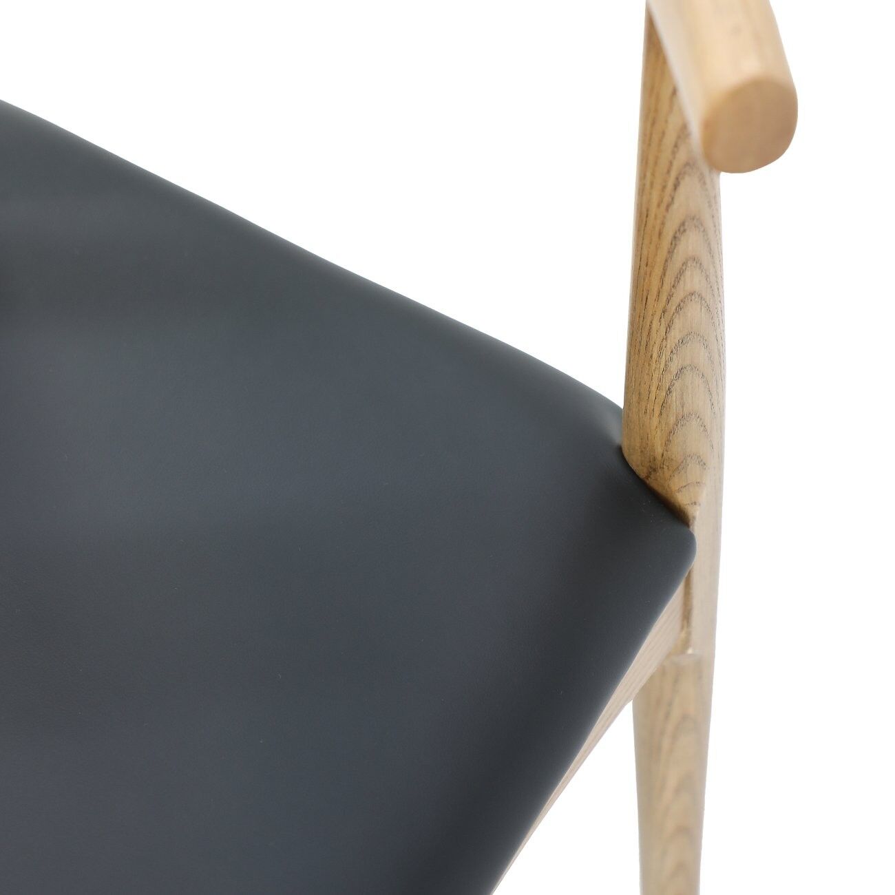 BOWEN DINING CHAIR - NATURAL FRAME / BLACK LEATHER - Image 4