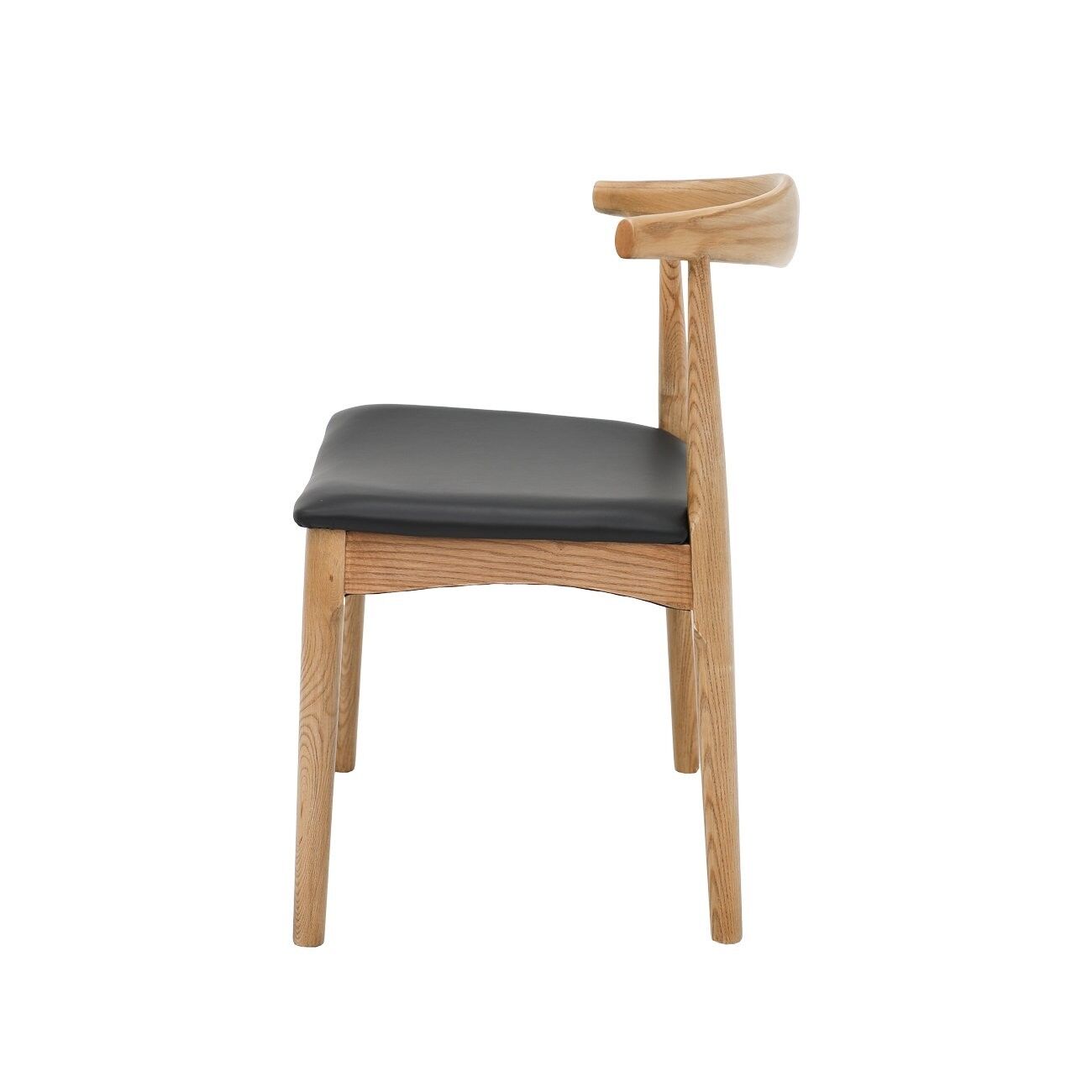 BOWEN DINING CHAIR - NATURAL FRAME / BLACK LEATHER - Image 3
