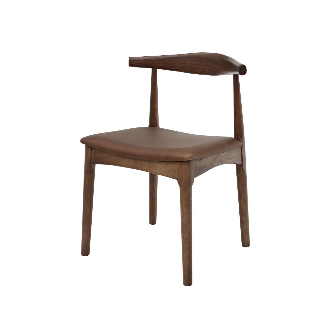 BOWEN DINING CHAIR - NATURAL FRAME / BROWN LEATHER