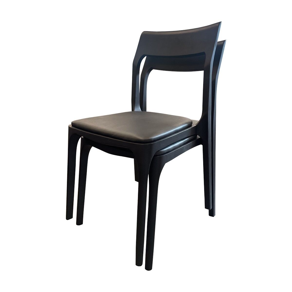 COOPER STACKABLE CHAIR - BLACK/LEATHER