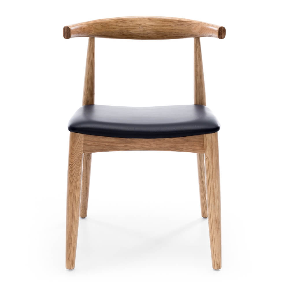 ELBOW DINING CHAIR OAK WITH BLACK SEAT - Image 2
