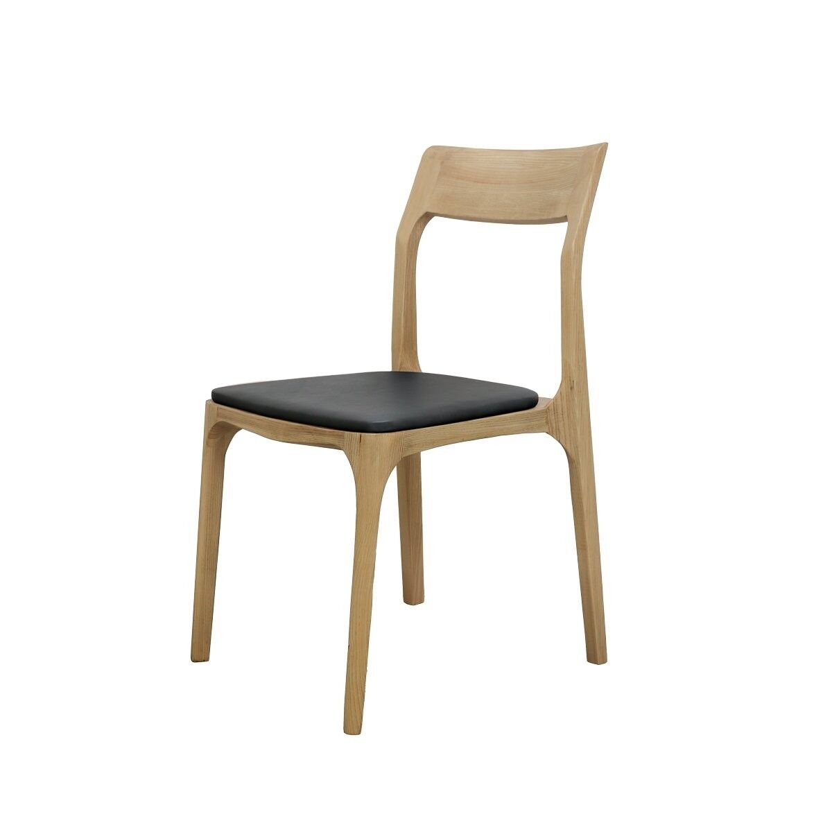 COOPER STACKABLE CHAIR -NATURAL FRAME- BLK/LEATHER