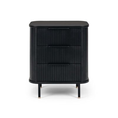 ANDERS 3DRW BED SIDE TABLE BLACK