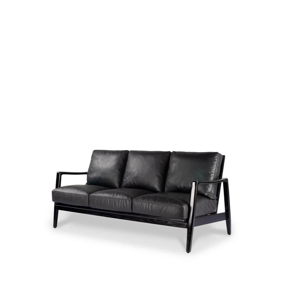 CABANA 3 SEATER BLACK LEATHER SOFA