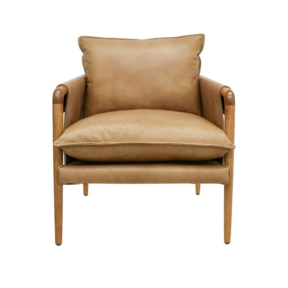 SADDLE ARMCHAIR - TAN LEATHER