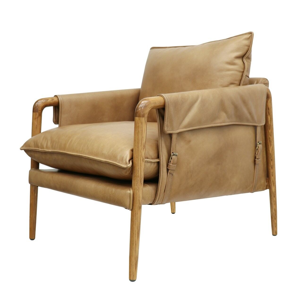 SADDLE ARMCHAIR - TAN LEATHER - Image 2