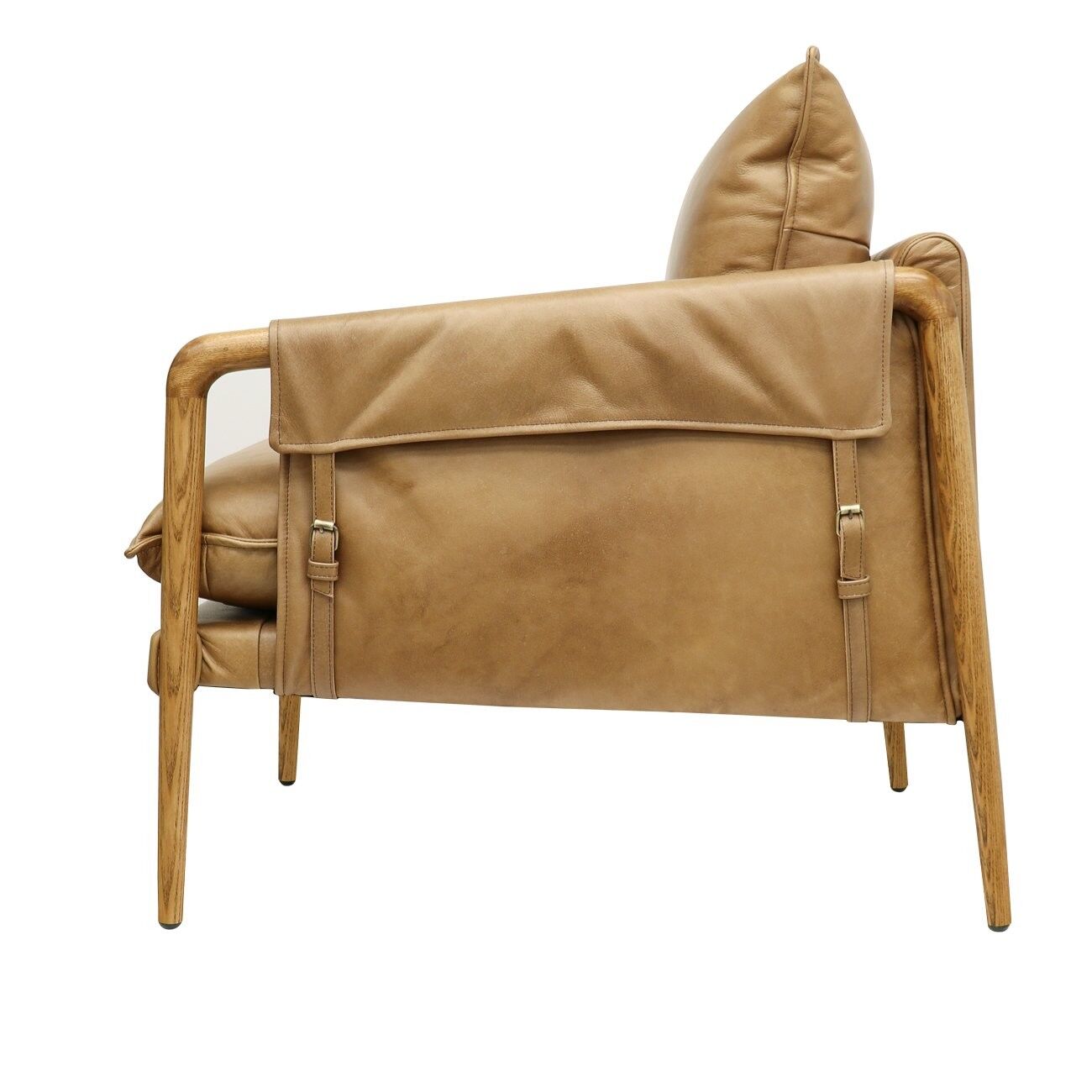 SADDLE ARMCHAIR - TAN LEATHER - Image 5