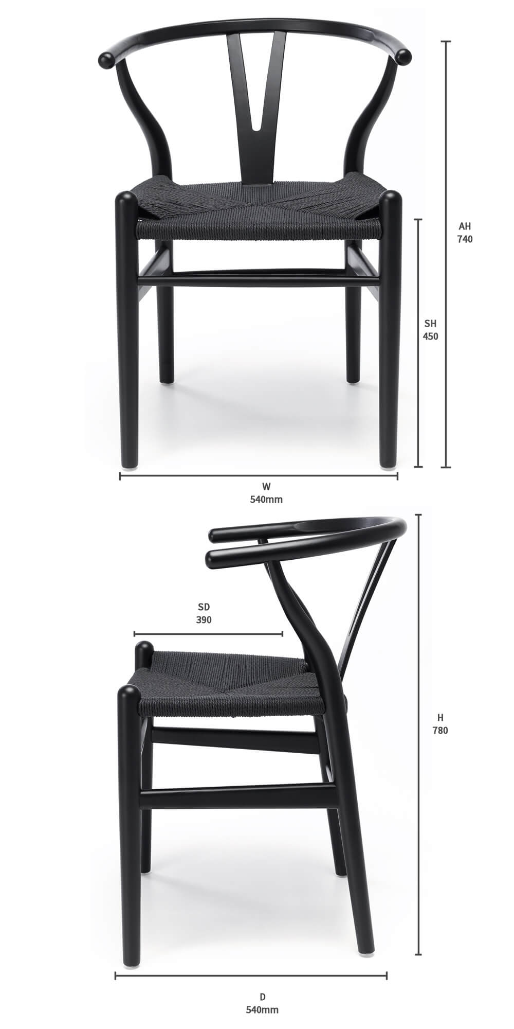 WISHBONE OAK WITH BLACK SEAT - Image 7