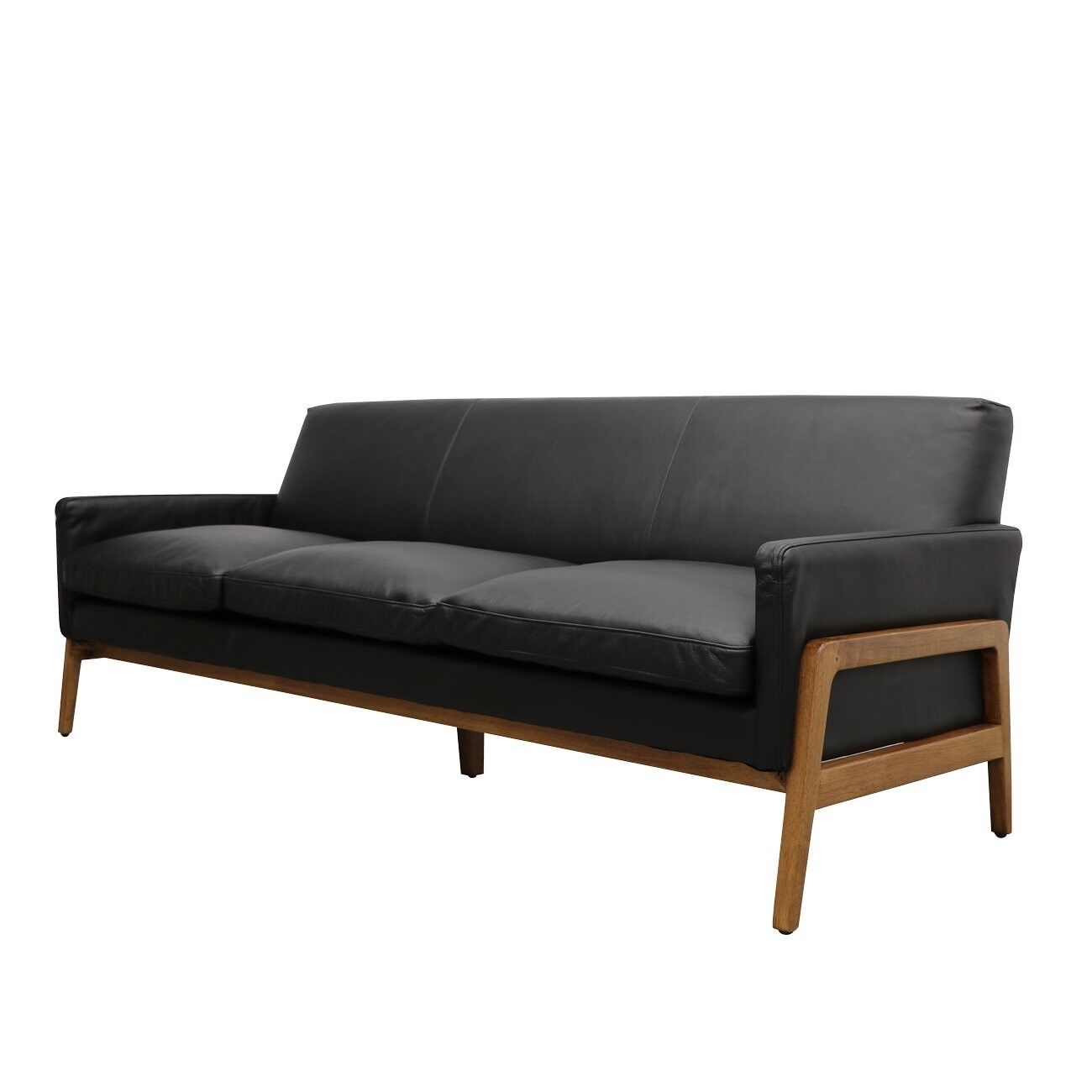 SAWYER 3 SEATER SOFA - BLACK LEATHER - Image 2