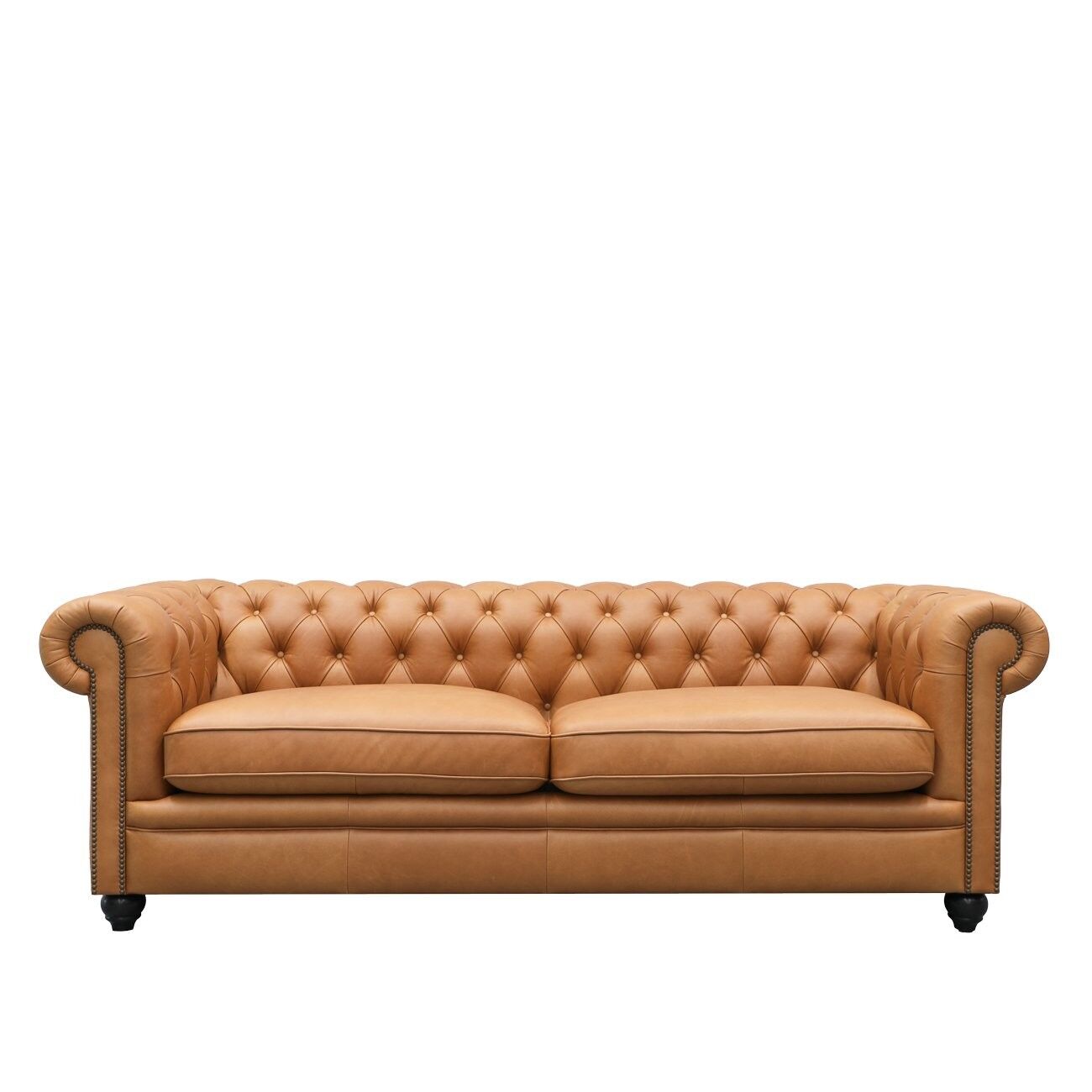Stanford 3 Seater Chesterfield - Camel Leather