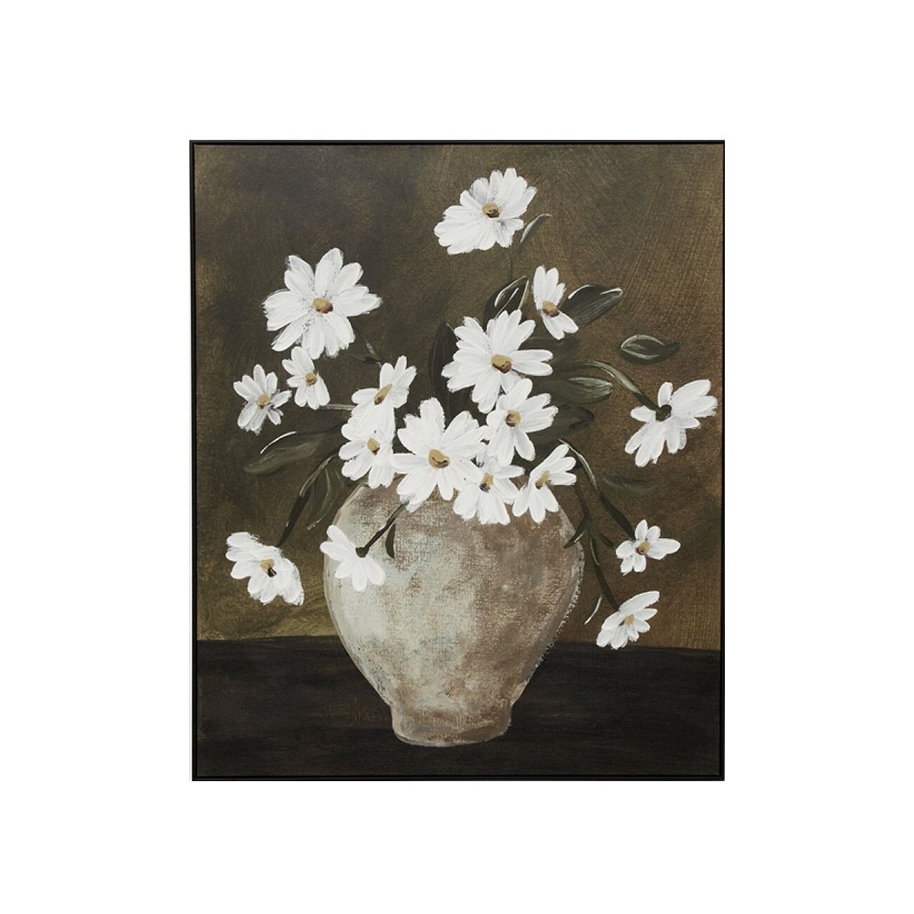 PHOTOGRAPHIC DAISY ARRANGEMENT DARK FRAMED CANVAS