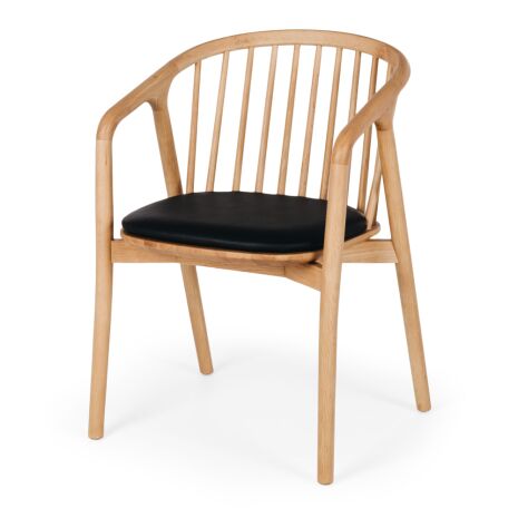 NORD OAK DINING CHAIR NATURAL / PU BLACK SEAT - Image 11