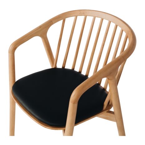 NORD OAK DINING CHAIR NATURAL / PU BLACK SEAT - Image 3