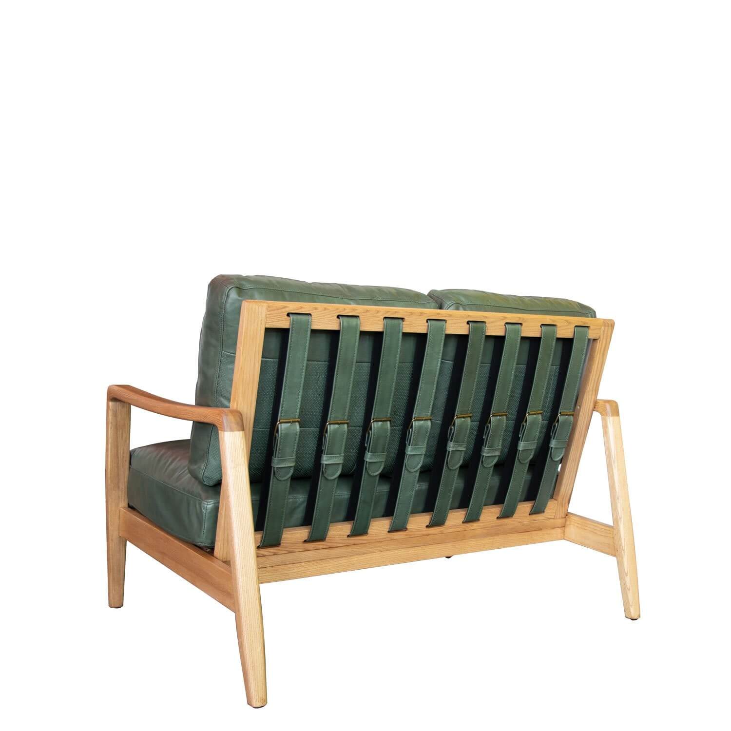 REID 3 SEATER LEATHER GREEN-NATURAL FRAME - Image 4