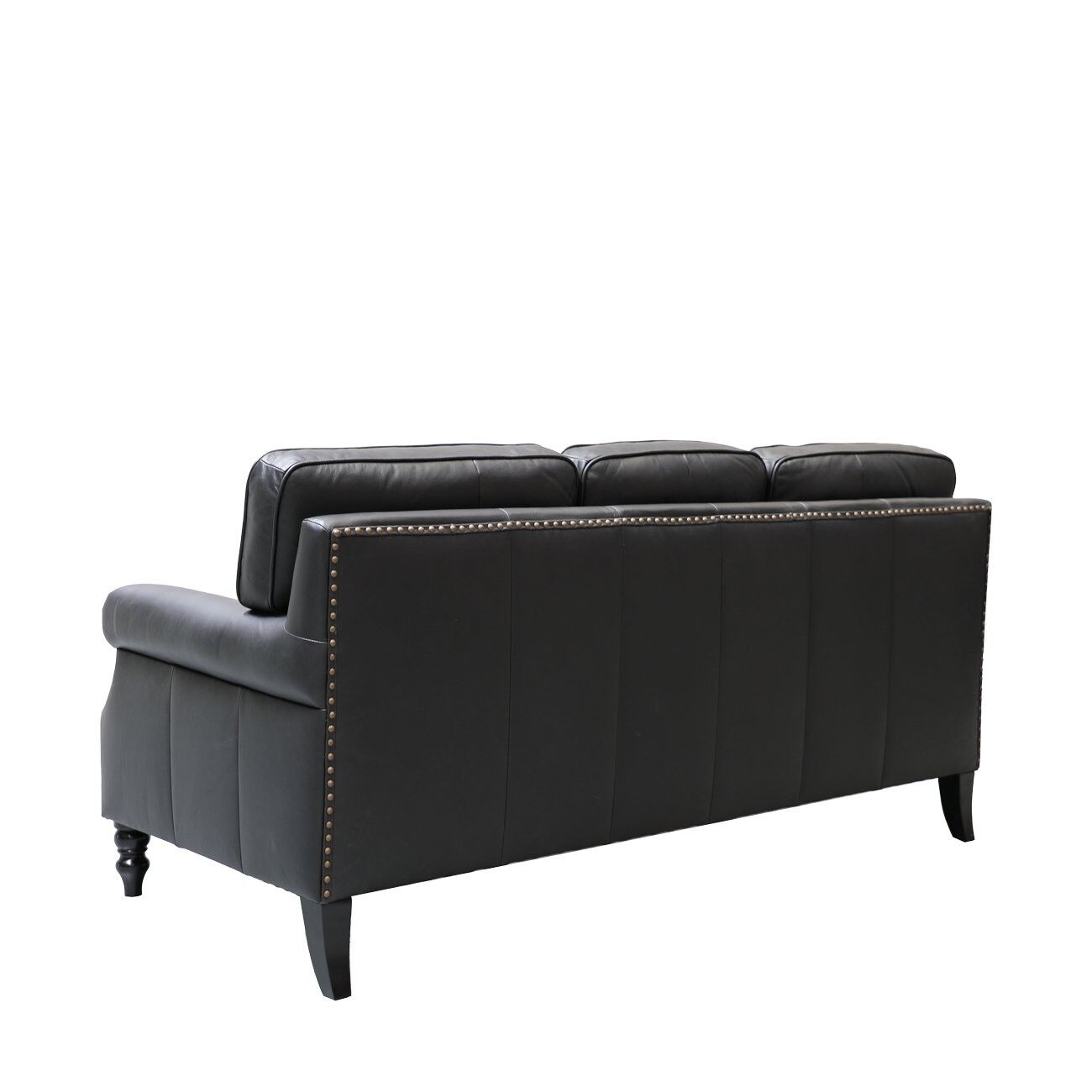 Brunton 3 Seater Sofa - Onyx Leather - Image 4